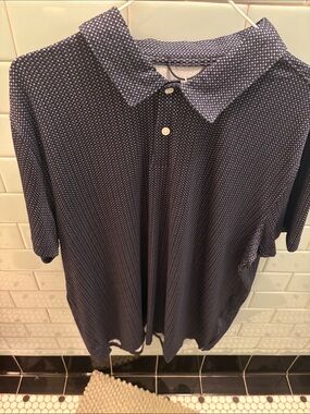 Men's Navy Micro-Pattern Polo Shirt
